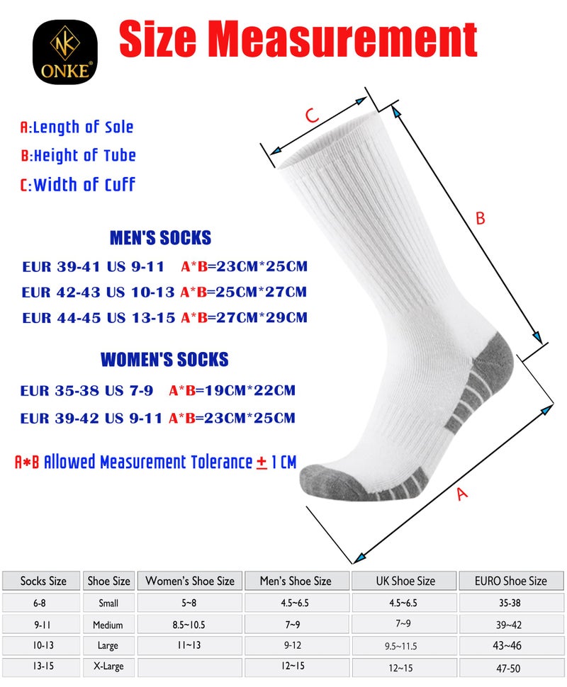 ONKE Max Full Cushion Crew Socks for Men Heavy Duty Work Boot Steel Toe Workout Athletic Thick Warm Moisture Wicking Control(White L) - Image 5