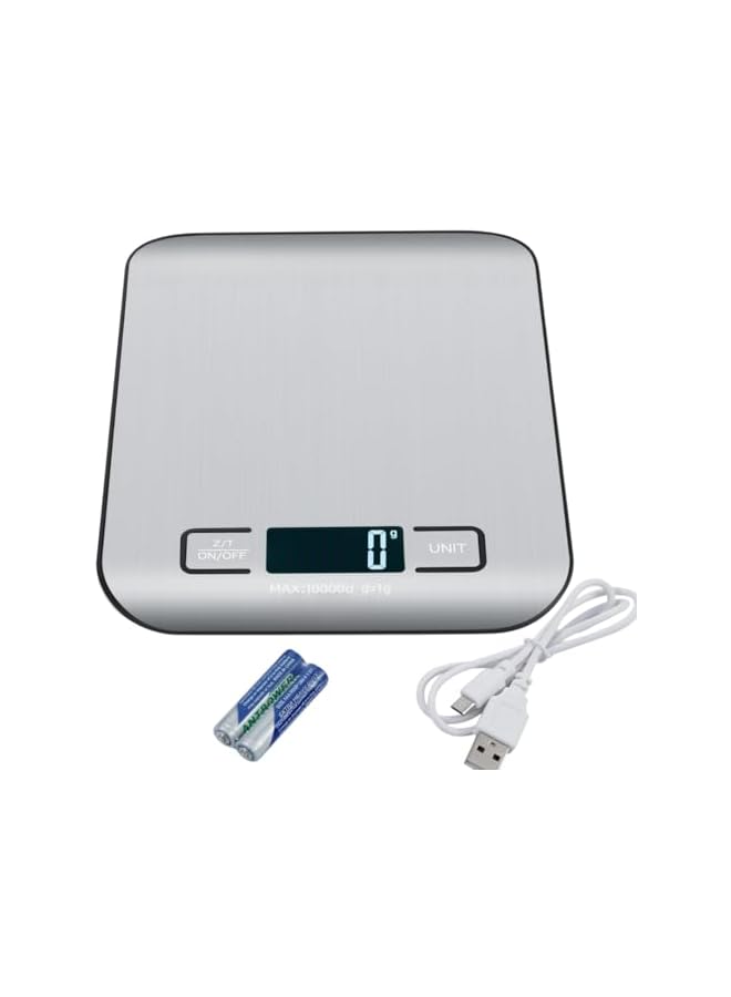 PROMASS AL Saudi Reachargeable Food scale Kitchen Digital Grams and Ounces for Weight Loss, Baking, Cooking, Keto and Meal Prep, LCD Display, Medium, 304 Stainless Steel 10kg Digital Display Battery Powered - Image 1