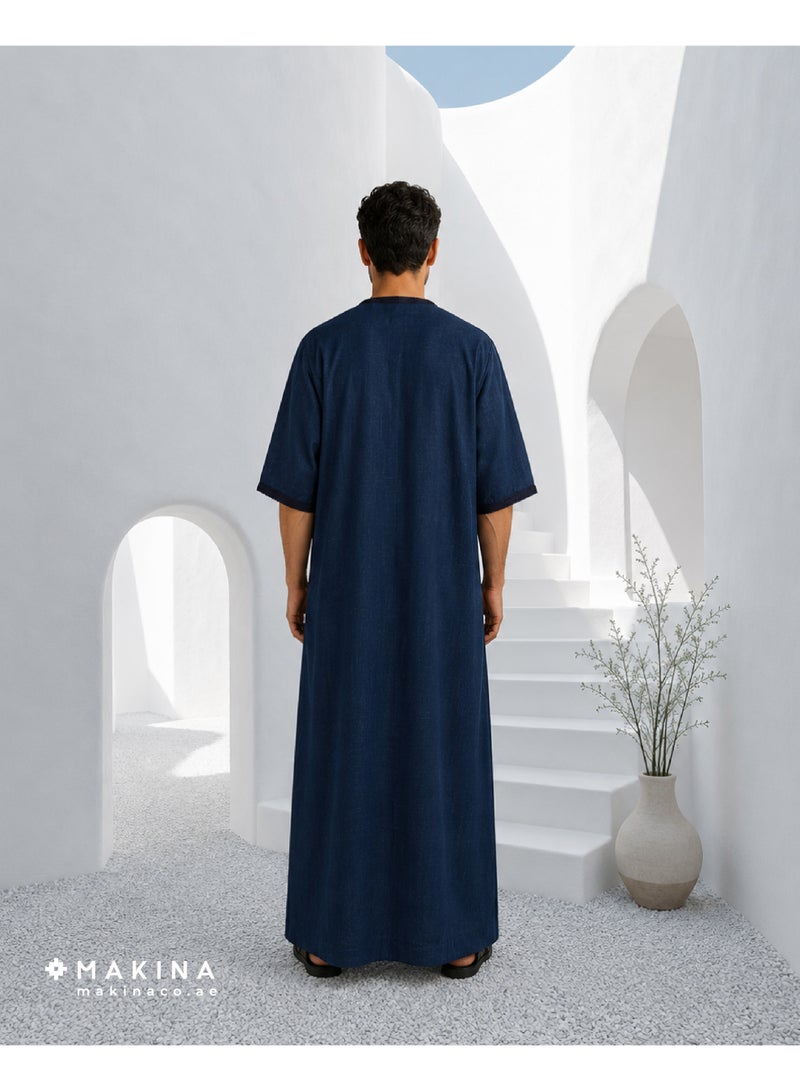 MAKINA Moroccan Thobe for Men with Handmade Gold Embroidery - Image 2
