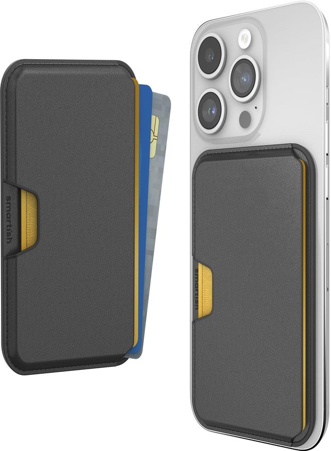 سمارتيش محفظة سمارتيش ماج سيف - سايد هاسل - محفظة بطاقات مغناطيسية رفيعة قابلة للفصل مصنوعة من الجلد النباتي، معتمدة من Qi2، متوافقة مع أجهزة آيفون 17/16/15/14/13/12 - بلاك تاي أفير - Image 1