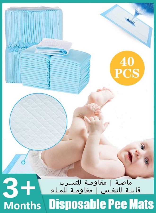 Vividorad 40Count 23.6"x23.6" Disposable Changing Pad Leak-Proof Underpad Bed Table Protector Mat , Soft Non-Woven Fabric, Disposable Pee Mats,Baby Potty Training Pads Sheet Bed Pee Underpads,5-Layer Protection Ventilation Waterproof Leak Proof - Image 1