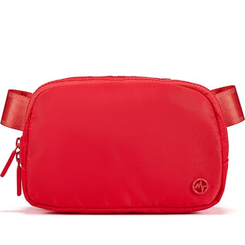 Pander Two Way Zipper Fanny Pack Nylon Everywhere Belt Bag for Women, Water Repellent Waist Packs, Crossbody Bags with Adjustable Strap (Red). - Image 1