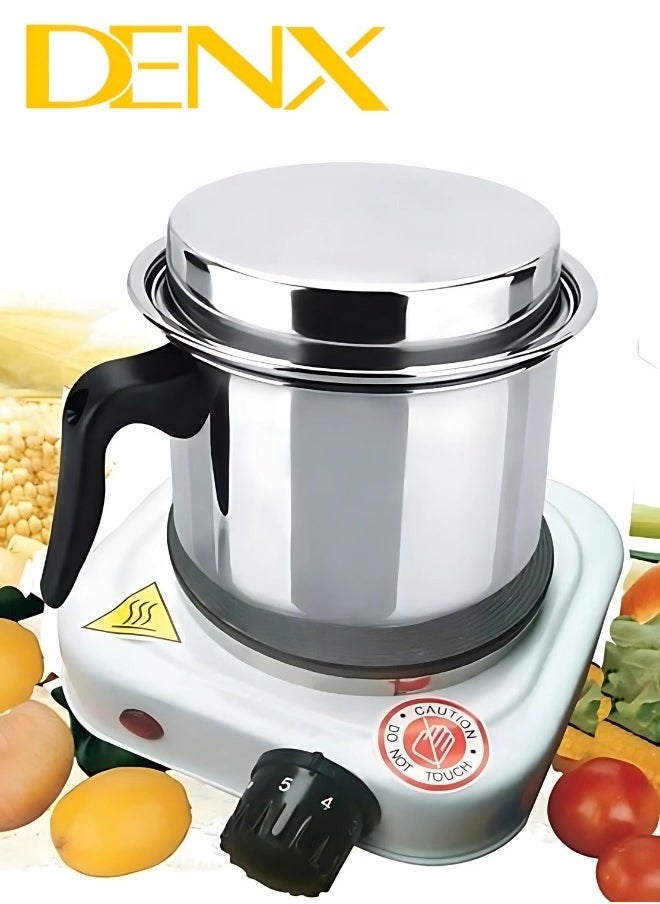 Denx Portable Single Burner Electric Hot Plate, Suitable For Camping, With Adjustable Heat Settings, Overheat Protection, Thermostat Control, And Indicator Light, Whitee Suitable For Camping White - Image 2