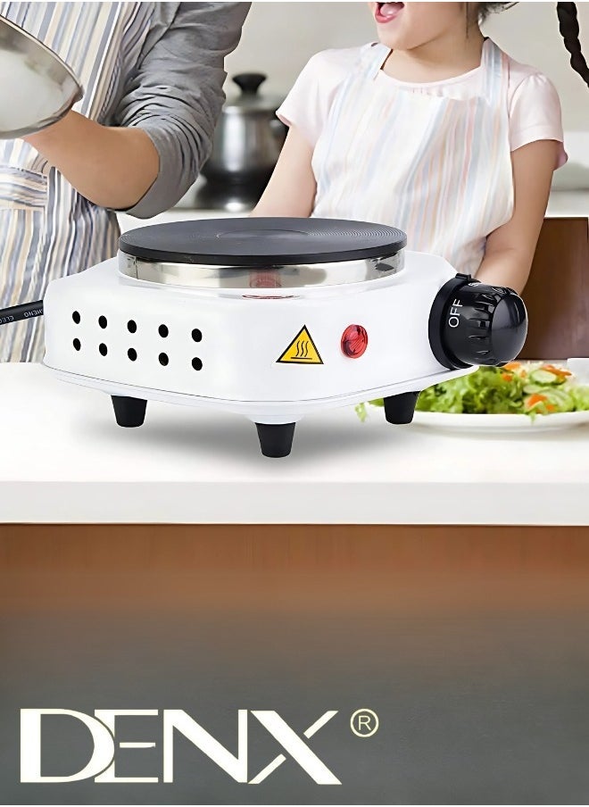 Denx Portable Single Burner Electric Hot Plate, Suitable For Camping, With Adjustable Heat Settings, Overheat Protection, Thermostat Control, And Indicator Light, Whitee Suitable For Camping White - Image 4
