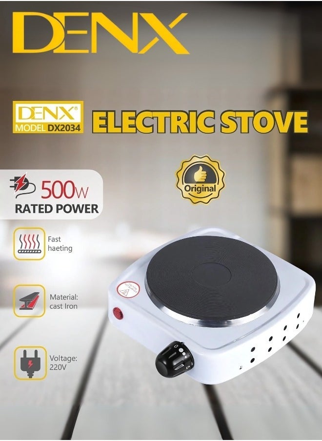 Denx Portable Single Burner Electric Hot Plate, Suitable For Camping, With Adjustable Heat Settings, Overheat Protection, Thermostat Control, And Indicator Light, Whitee Suitable For Camping White - Image 3