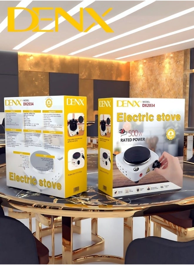 Denx Portable Single Burner Electric Hot Plate, Suitable For Camping, With Adjustable Heat Settings, Overheat Protection, Thermostat Control, And Indicator Light, Whitee Suitable For Camping White - Image 5