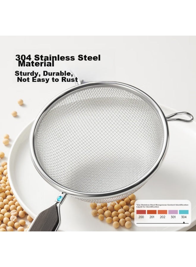 COOKER KING Chuidahuang 304 Stainless Steel Strainer Colander, Chinese Herbal Medicine Filter, Juice Strainer 18.5cm, Wooden Handle Double-ear Double-mesh Strainer  - Image 3