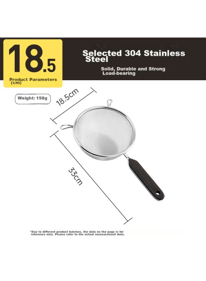 COOKER KING Chuidahuang 304 Stainless Steel Strainer Colander, Chinese Herbal Medicine Filter, Juice Strainer 18.5cm, Wooden Handle Double-ear Double-mesh Strainer  - Image 2