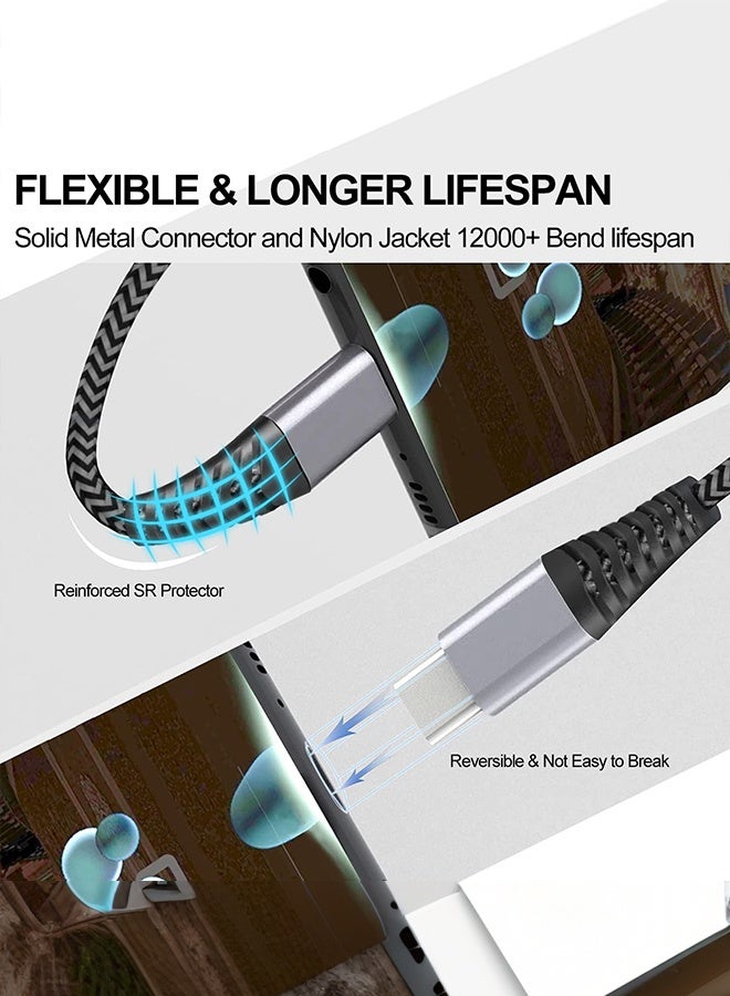 بشكل مختصر كابل USB C قصير بطول 15 سم من النوع A إلى النوع C 3A شاحن سريع سلك مضفر من النايلون يدعم Android Auto لمصدر الطاقة المحمول، لأجهزة iPhone 17/ 16/16 Pro Max/Pro/Plus/15، ولأجهزة Samsung Galaxy S25 S24 S23 A56 Flip 7/6 Fold 7/6 - Image 3