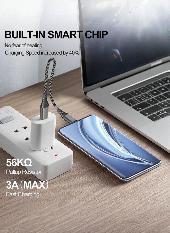 بشكل مختصر كابل USB C قصير بطول 15 سم من النوع A إلى النوع C 3A شاحن سريع سلك مضفر من النايلون يدعم Android Auto لمصدر الطاقة المحمول، لأجهزة iPhone 17/ 16/16 Pro Max/Pro/Plus/15، ولأجهزة Samsung Galaxy S25 S24 S23 A56 Flip 7/6 Fold 7/6 - Image 2