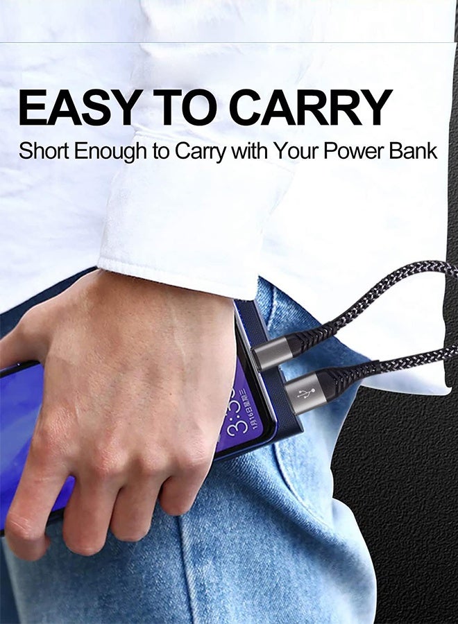 بشكل مختصر كابل USB C قصير بطول 15 سم من النوع A إلى النوع C 3A شاحن سريع سلك مضفر من النايلون يدعم Android Auto لمصدر الطاقة المحمول، لأجهزة iPhone 17/ 16/16 Pro Max/Pro/Plus/15، ولأجهزة Samsung Galaxy S25 S24 S23 A56 Flip 7/6 Fold 7/6 - Image 5