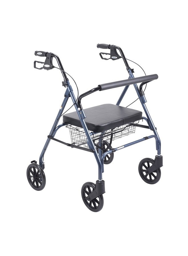 Drive Medical 10215BL-1 Bariatric Foldable Rollator Walker with Seat, Blue - Image 1