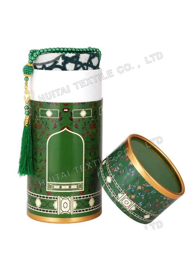 Prayer Rug Set with Tasbeeh, Prayer Mat in Stylish Cylinder Gift Box for Home & Travel