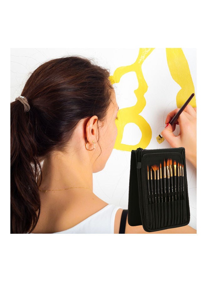 NIBEMINENT 12-Piece Professional Paint Brush Set Black - Image 5