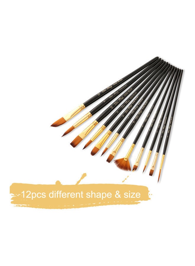 NIBEMINENT 12-Piece Professional Paint Brush Set Black - Image 2