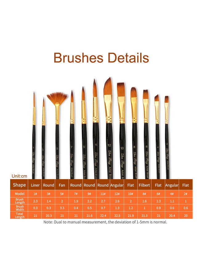 NIBEMINENT 12-Piece Professional Paint Brush Set Black - Image 4