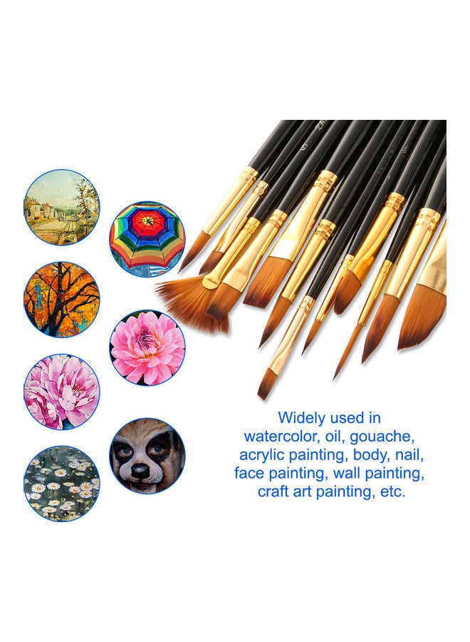 NIBEMINENT 12-Piece Professional Paint Brush Set Black - Image 3