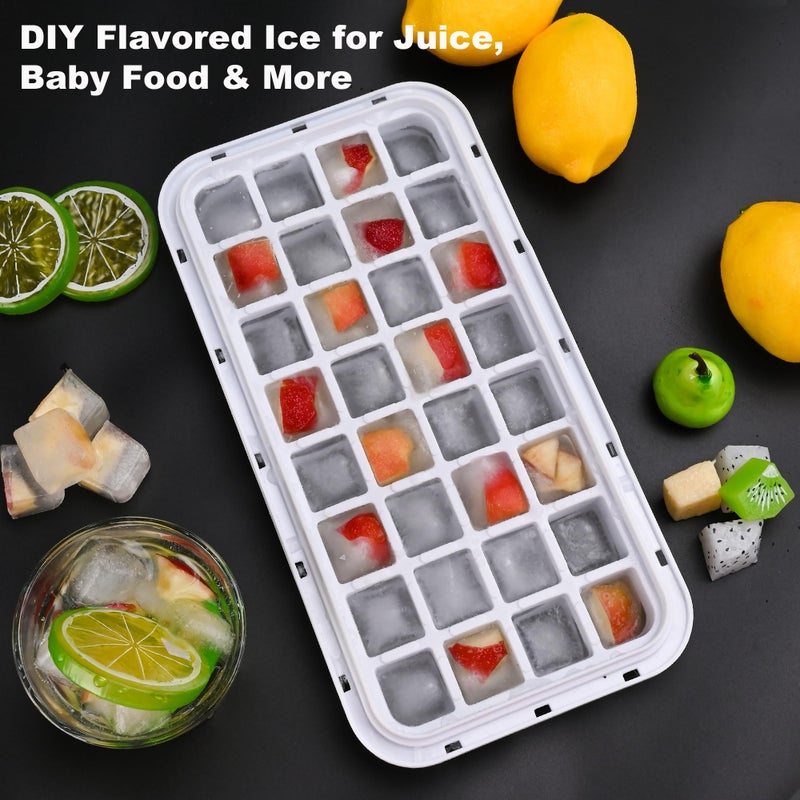QUELIEN Ice Cube Trays for Freezer with Stackable Design & Lid â€“ Quick-Release Ice Trays for Freezer with Lid and Bin, Perfect Ice Cube Maker for Whiskey, Cocktails â€“ BPA-Free Ice Bin for Freezer Storage - Image 3