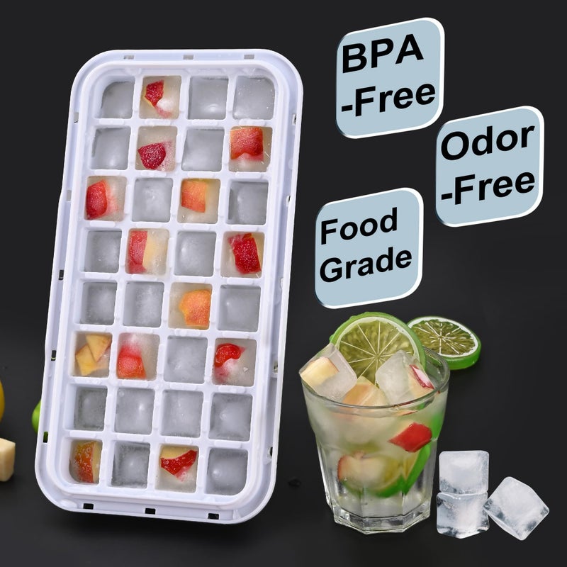 QUELIEN Ice Cube Trays for Freezer with Stackable Design & Lid â€“ Quick-Release Ice Trays for Freezer with Lid and Bin, Perfect Ice Cube Maker for Whiskey, Cocktails â€“ BPA-Free Ice Bin for Freezer Storage - Image 2