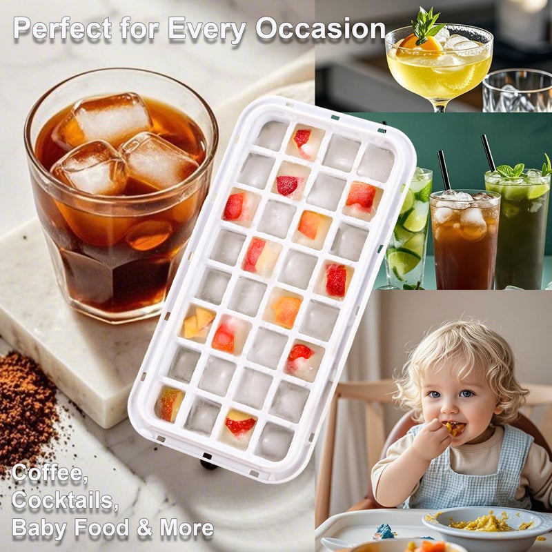 QUELIEN Ice Cube Trays for Freezer with Stackable Design & Lid â€“ Quick-Release Ice Trays for Freezer with Lid and Bin, Perfect Ice Cube Maker for Whiskey, Cocktails â€“ BPA-Free Ice Bin for Freezer Storage - Image 4