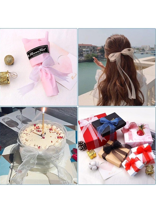 45 Meters Chiffon Ribbon, 2.5 inch Organza Ribbon for Floral Decorations and Crafts, for Gift Wrapping and Wedding Bouquets, Dark Green - Image 5