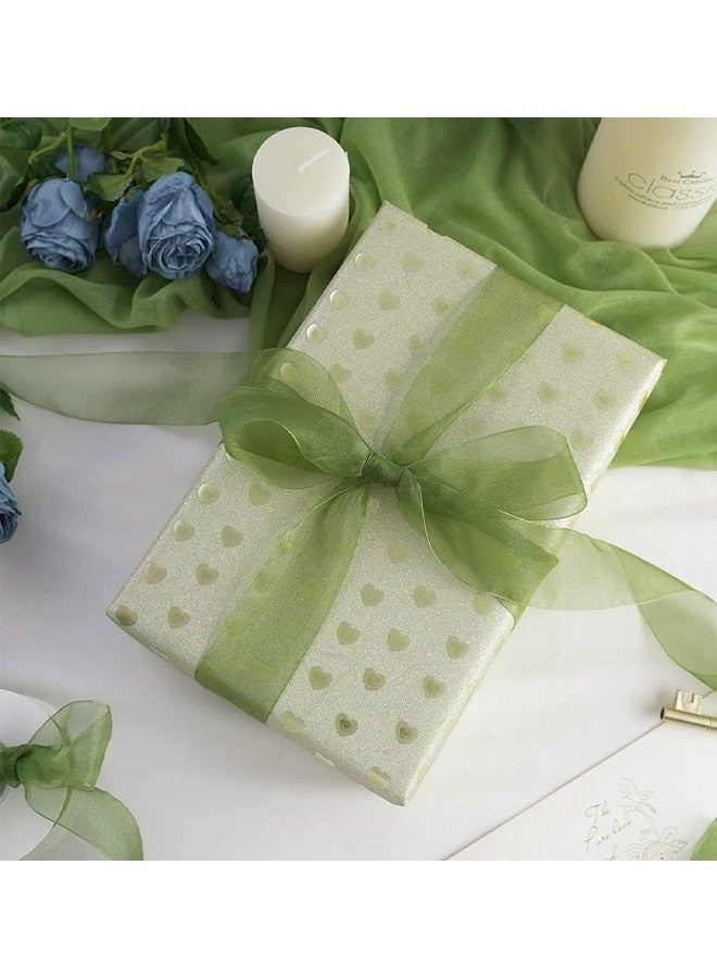 45 Meters Chiffon Ribbon, 2.5 inch Organza Ribbon for Floral Decorations and Crafts, for Gift Wrapping and Wedding Bouquets, Dark Green - Image 2