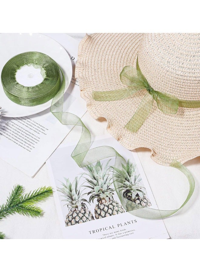 45 Meters Chiffon Ribbon, 2.5 inch Organza Ribbon for Floral Decorations and Crafts, for Gift Wrapping and Wedding Bouquets, Dark Green - Image 4