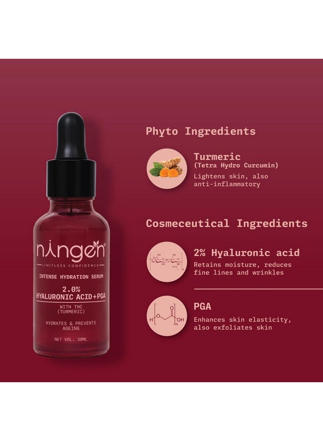 ningen سيروم نينجن للترطيب المكثف - 2% حمض الهيالورونيك + PGA مع تيترا هيدرو كركمين | سيروم مرطب يومي للوجه لبشرة متألقة، يقلل من الخطوط الدقيقة والتجاعيد | للنساء والرجال 30 مل - Image 2