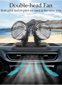 DUNISO Car Fan Dual Head USB Fan for Car with Powerful Cooling, 360°Adjustable Car Cooling Fan with Number Plate Adjustable 2 Gear Wind Powerful Dashboard Cooler Fan for Car Home Office  - Image 4