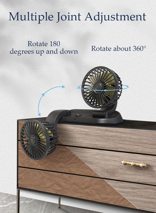 Car Fan Dual Head USB Fan for Car with Powerful Cooling, 360°Adjustable Car Cooling Fan with Number Plate Adjustable 2 Gear Wind Powerful Dashboard Cooler Fan for Car Home Office