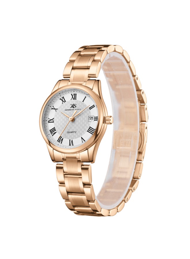 KENNETH SCOTT Women's Analog Display Watch With Rose Gold Stainless Steel Strap - K25504-KBKW - Image 2