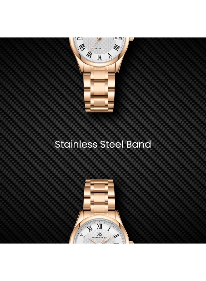 KENNETH SCOTT Women's Analog Display Watch With Rose Gold Stainless Steel Strap - K25504-KBKW - Image 5