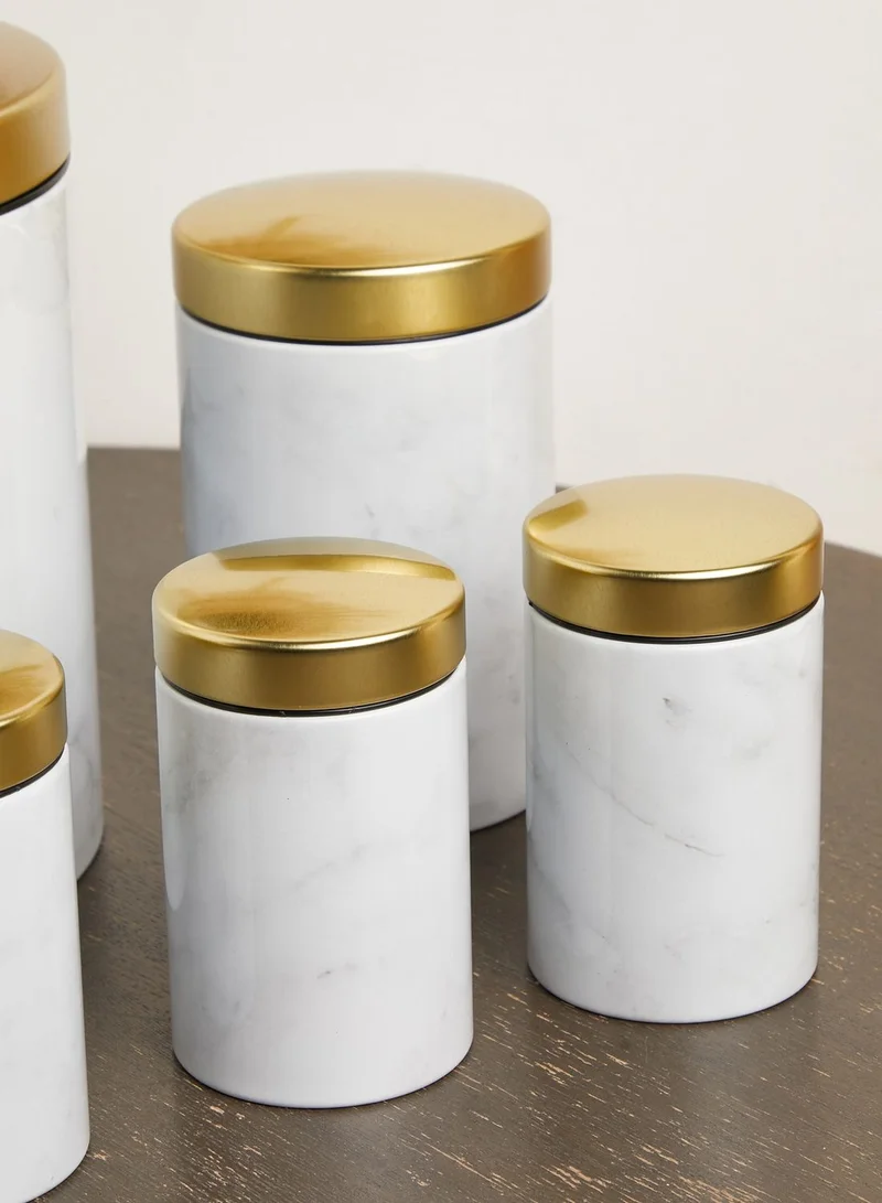 Premier 5 Piece Marble Effect Gold Lid Kitchen Storage Set