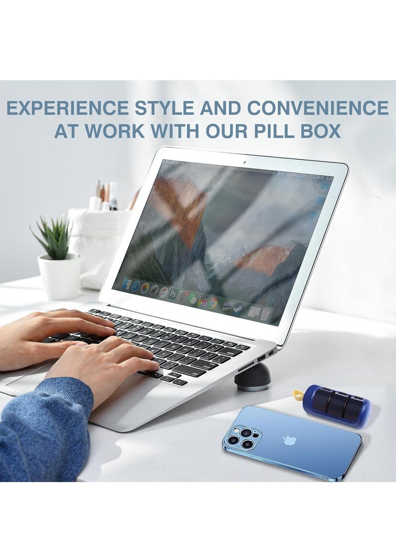 لبونير منظم حبوب، موزع حبوب، زجاجة أدوية بثلاثة أقسام لحفظ الحبوب للتخييم في الهواء الطلق والسفر، أزرق - Image 2