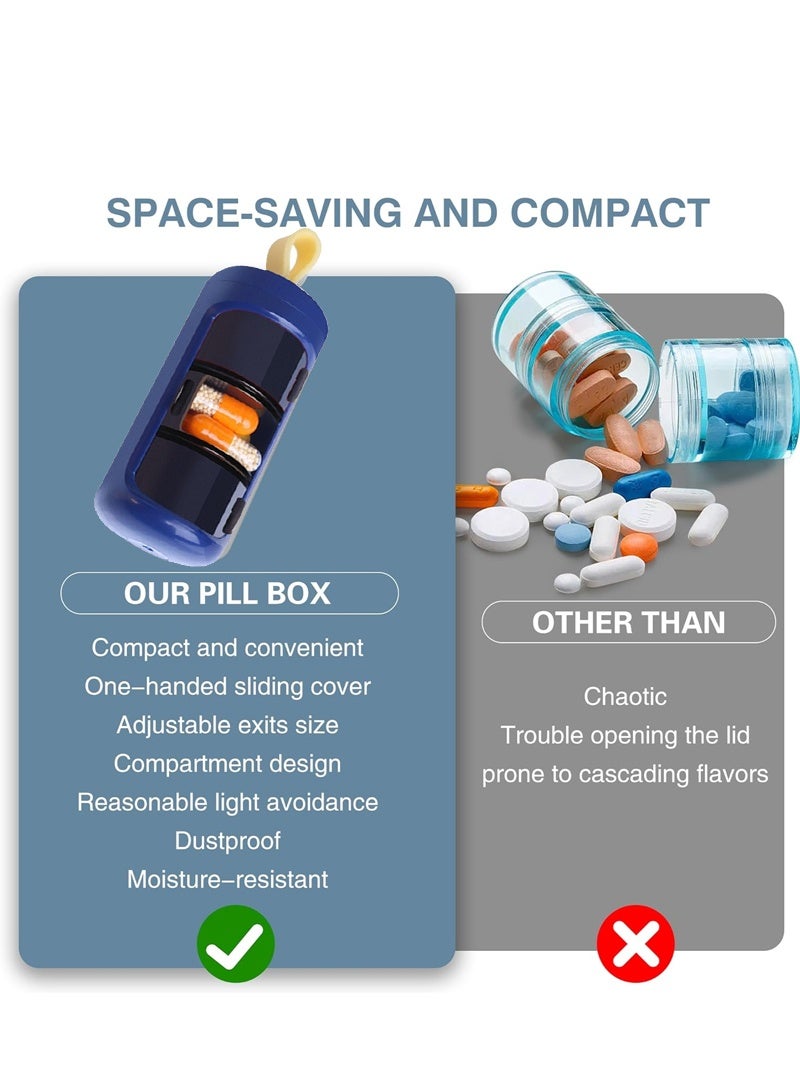 لبونير منظم حبوب، موزع حبوب، زجاجة أدوية بثلاثة أقسام لحفظ الحبوب للتخييم في الهواء الطلق والسفر، أزرق - Image 3