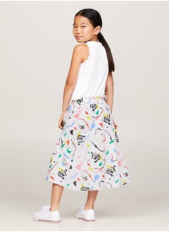 TOMMY HILFIGER Girls' Paperbag Waist Midi Skirt -  Pure organic cotton, Multicolor  - Image 3
