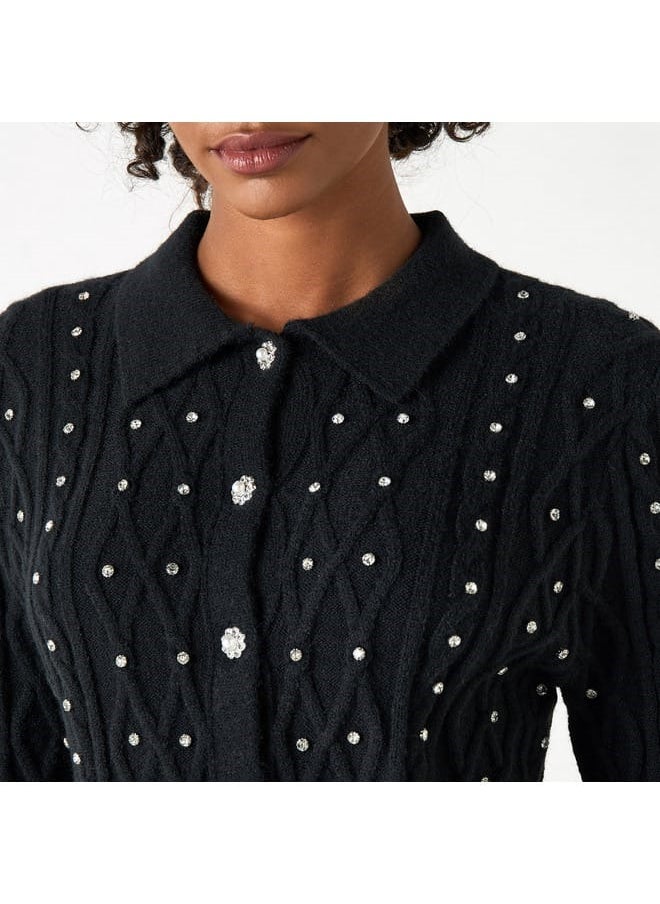2Xtremz 2Xtremz Embellished Cardigan with Long Sleeves and Button Closure  - Image 5