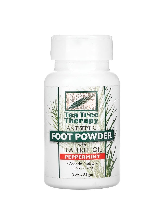 Tea Tree Therapy, Foot Powder, With Tea Tree Oil, Peppermint, 3 oz (85 g) - Image 1