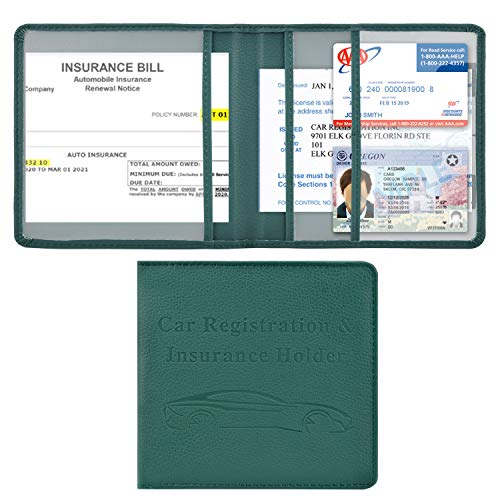Cacturism Car Registration and Insurance Holder Vehicle Glove Box Car Organizer Men Women Wallet Accessories Case for Cards Essential Document Driver License Dark Green - Image 1