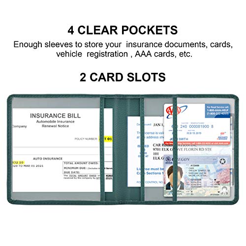 Cacturism Car Registration and Insurance Holder Vehicle Glove Box Car Organizer Men Women Wallet Accessories Case for Cards Essential Document Driver License Dark Green - Image 3