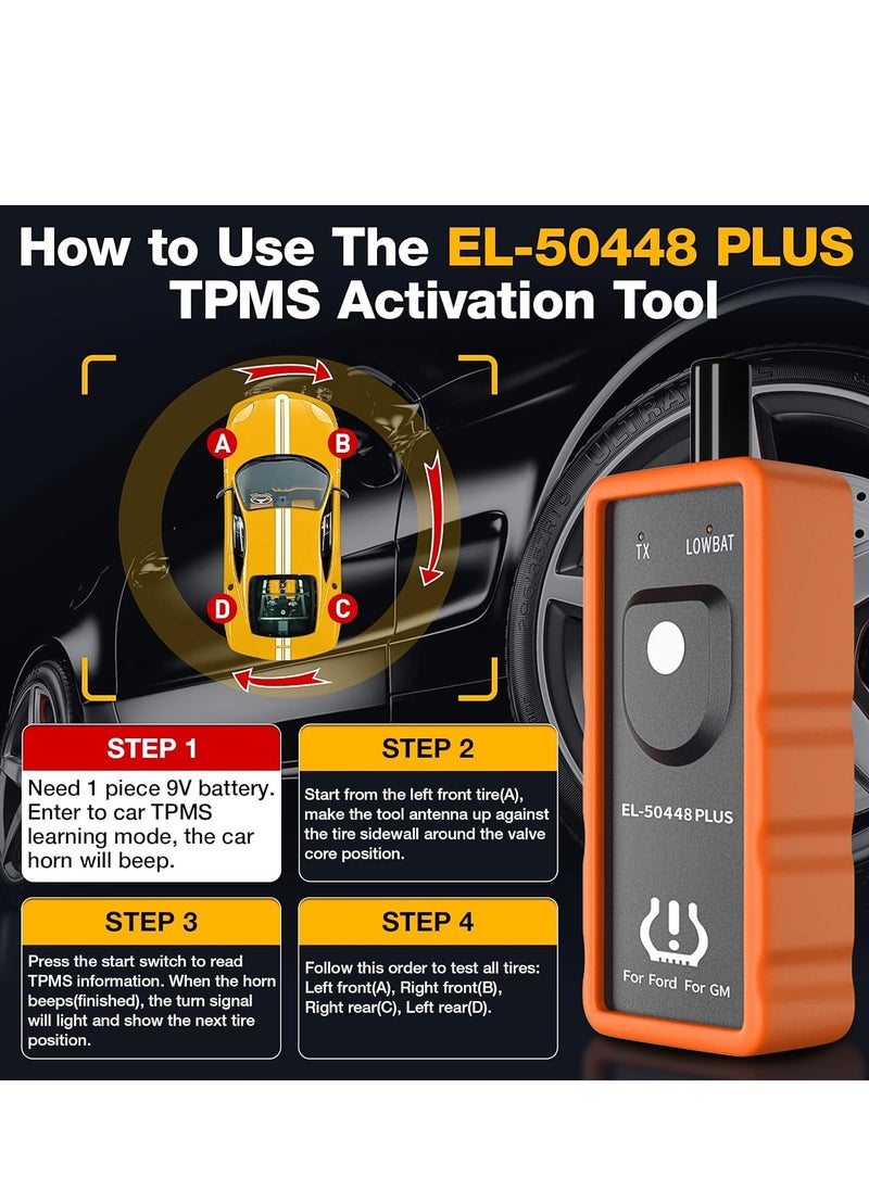 kingbolen - KINGBOLEN EL-50448 Plus TPMS Relearn Tool for Ford GM Automotive Tire Pressure Monitor Sensor 315/433 MHz Reset Tool, 2 in 1 Relearn Tool for F150/Focus/Lincoln/Buick/Cadillac Vehicle - Image 1