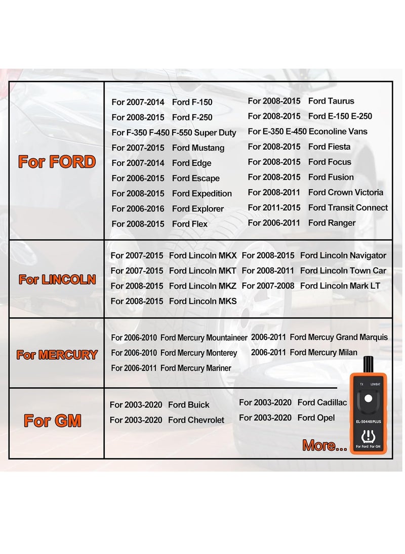 kingbolen - KINGBOLEN EL-50448 Plus TPMS Relearn Tool for Ford GM Automotive Tire Pressure Monitor Sensor 315/433 MHz Reset Tool, 2 in 1 Relearn Tool for F150/Focus/Lincoln/Buick/Cadillac Vehicle - Image 1
