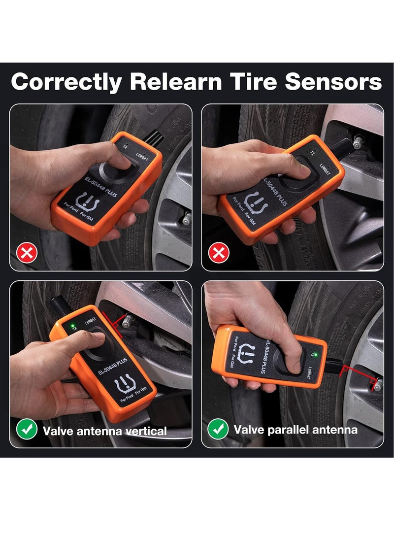 kingbolen - KINGBOLEN EL-50448 Plus TPMS Relearn Tool for Ford GM Automotive Tire Pressure Monitor Sensor 315/433 MHz Reset Tool, 2 in 1 Relearn Tool for F150/Focus/Lincoln/Buick/Cadillac Vehicle - Image 1