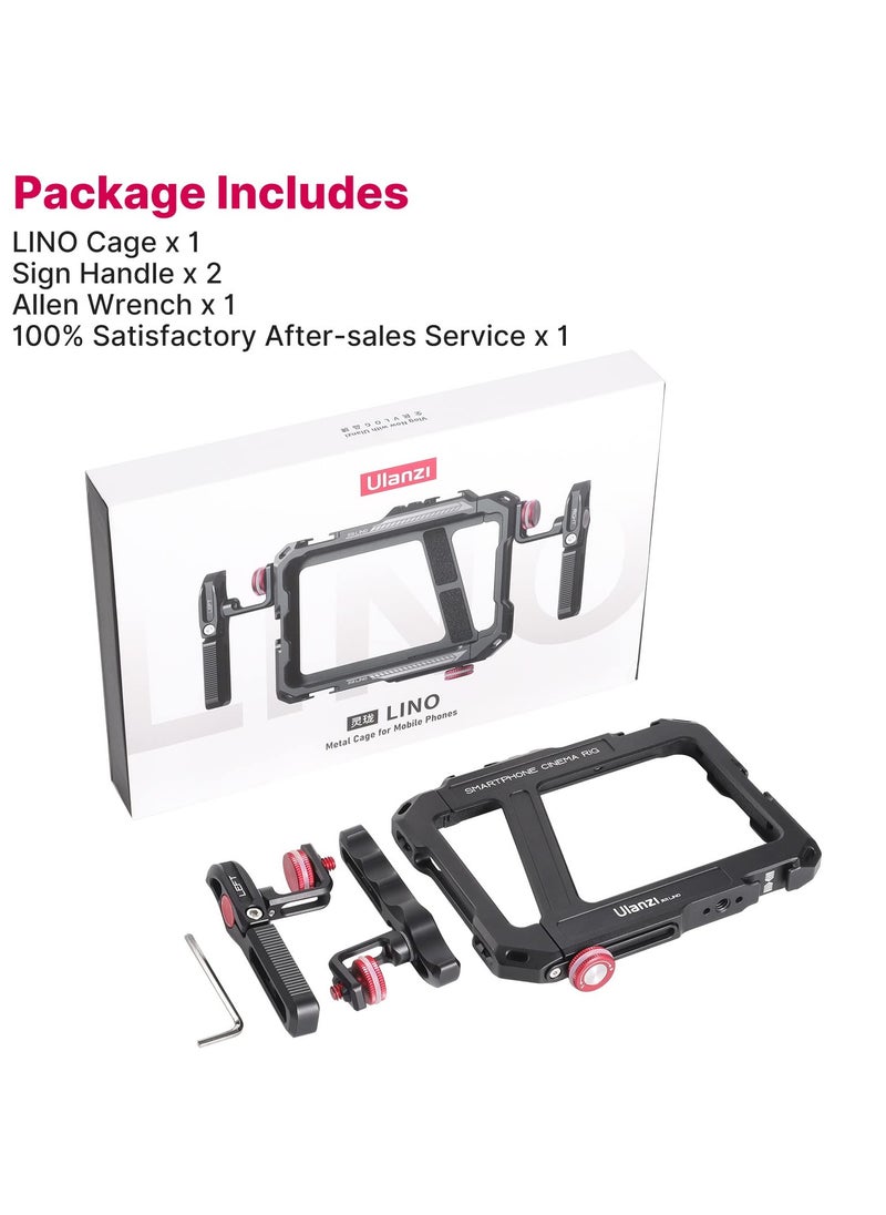 Ulanzi - ULANZI Smartphone Video Rig with Handle, LINO Filmmaking Case Aluminum Alloy Phone Video Stabilizer Grip Tripod Mount for Video Maker Videographer with Cold Shoe for iPhone 16 15 Mini Pro Max 8 Plus - Image 1