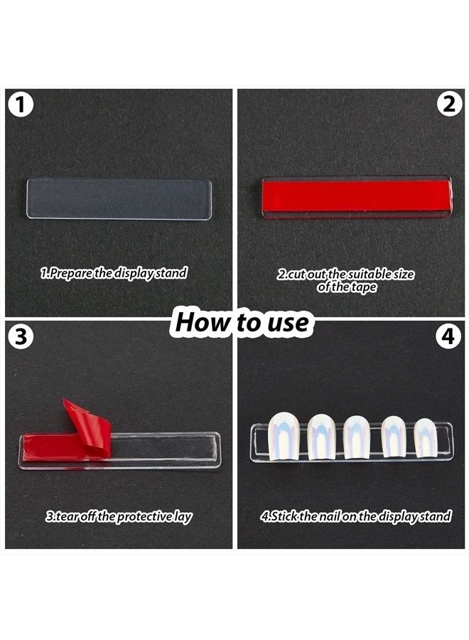 Blulu 150 Pieces Transparent Nail Display Holder with 5 Meters Double Sided Tape, Acrylic Fake Nail Tips Display Stand with Removable Double Sided Mounting Tape for Nail Salon Color Chart - Image 4