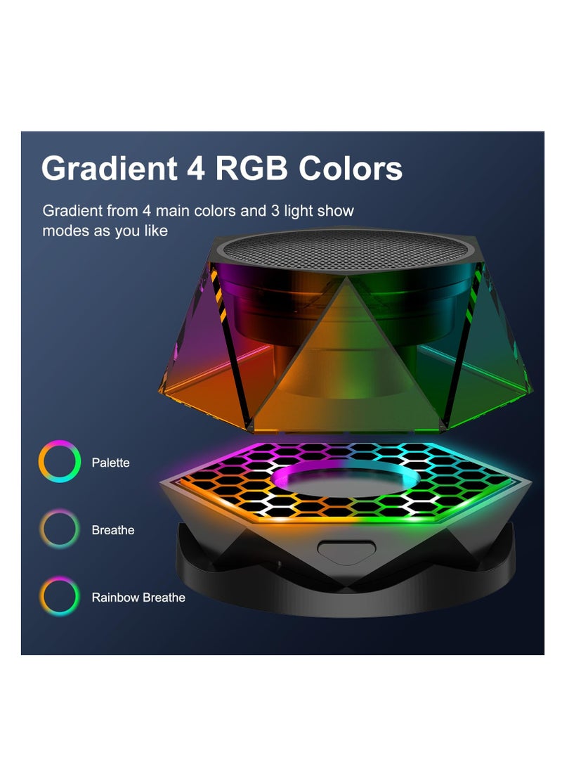 KASTWAVE مكبر صوت بلوتوث ماغنيتيك دايموند، مكبر صوت لاسلكي صغير مع عرض أضواء متعددة RGB، مكبر صوت بلوتوث صغير لاسلكي، حامل هاتف محمول محمول لآيفون، أندرويد، اقتران TWS - Image 2