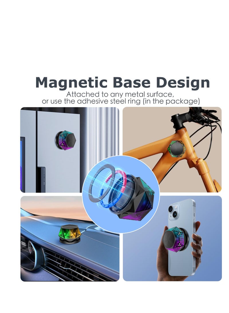KASTWAVE مكبر صوت بلوتوث ماغنيتيك دايموند، مكبر صوت لاسلكي صغير مع عرض أضواء متعددة RGB، مكبر صوت بلوتوث صغير لاسلكي، حامل هاتف محمول محمول لآيفون، أندرويد، اقتران TWS - Image 4