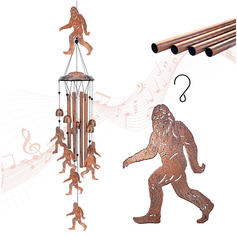 Bigfoot Wind Chimes Outdoor Big Foot Sasquatch Gifts for MenWomenDadGrandpa Birthday Gift Memorial Metal WindChimes for OutsideIndoors Home Lawn Porch Patio Garden Decor Yard Decoration