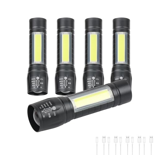 Hilngav 5 Pack Mini Small Pocket LED Flashlight USB-C Rechargeable High Lumens Bright Powerful EDC Flash Lights - Aluminum Handheld Flashlight Bulk for, Portable Camping Christmas Gifts - Image 1
