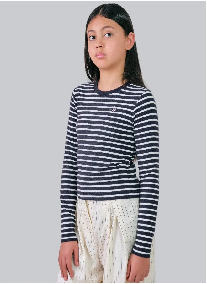 غانت Teen Girls Shield Striped Rib Top